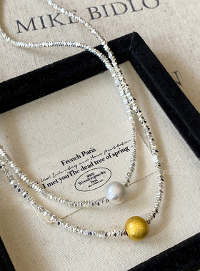 碎银子拉丝珍珠项链女夏轻奢小众