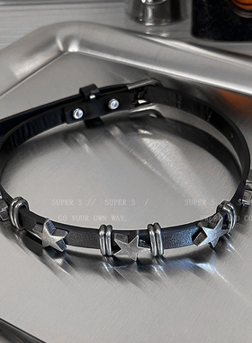 嘻哈朋克风皮革五角星choker项圈