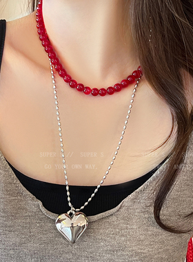 fever同款爱心珍珠长款项链配饰