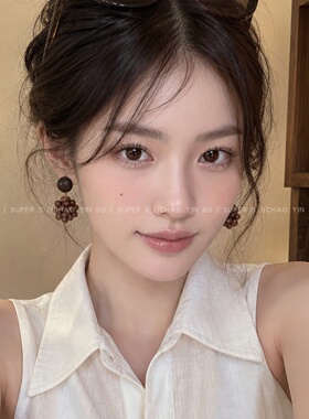 夏日蝉鸣几何木质吊坠耳钉