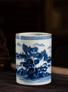 柴窑书房精致毛笔筒礼盒装陶瓷器