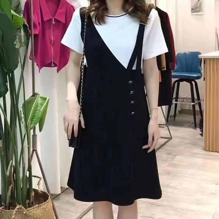 2025夏季新款韩版高档时尚洋气拼接休闲宽松遮肚大码显瘦连衣裙女,淘宝优惠券,粉丝福利购,淘宝优惠卷