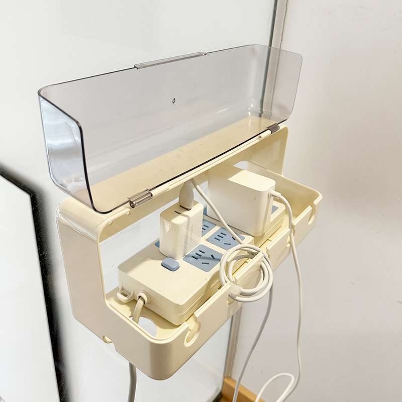 壁挂插排收纳盒数据线充电线电源线电线整理神器办公桌下理线架 - 图0