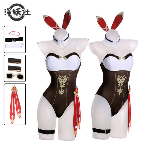 现货原神同人兔女郎cos神里绫华安柏 胡桃 迪希雅 多莉 可莉 妮露 - 图2