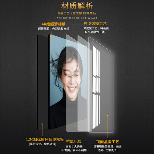 摆台照片定制洗照片做成水晶带框创意摆件影楼高端婚纱照相框挂墙 - 图1