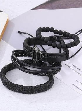 Vintage flower Turquoise men's Leather Bracelet绿松石皮