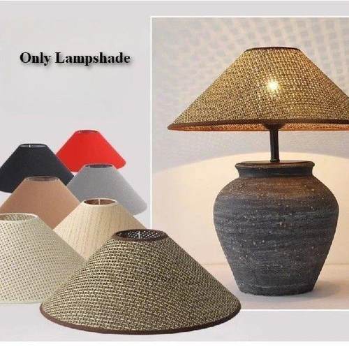 E27 Table Lamp Lampshade Linen Fabric Shell Japanese Zen - 图0