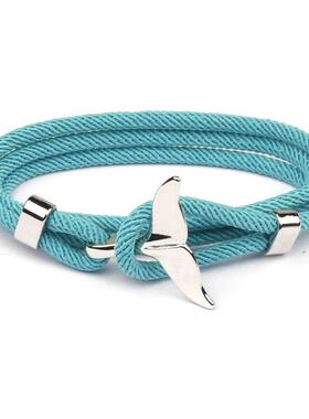 Fashion Whale Tail Men Multilayer Charm Rope Chain Bracelet