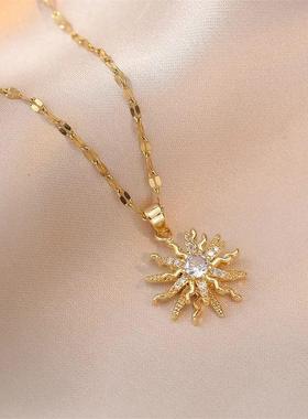 Rotating Flower Pendant Stainless Steel Chains Necklaces For