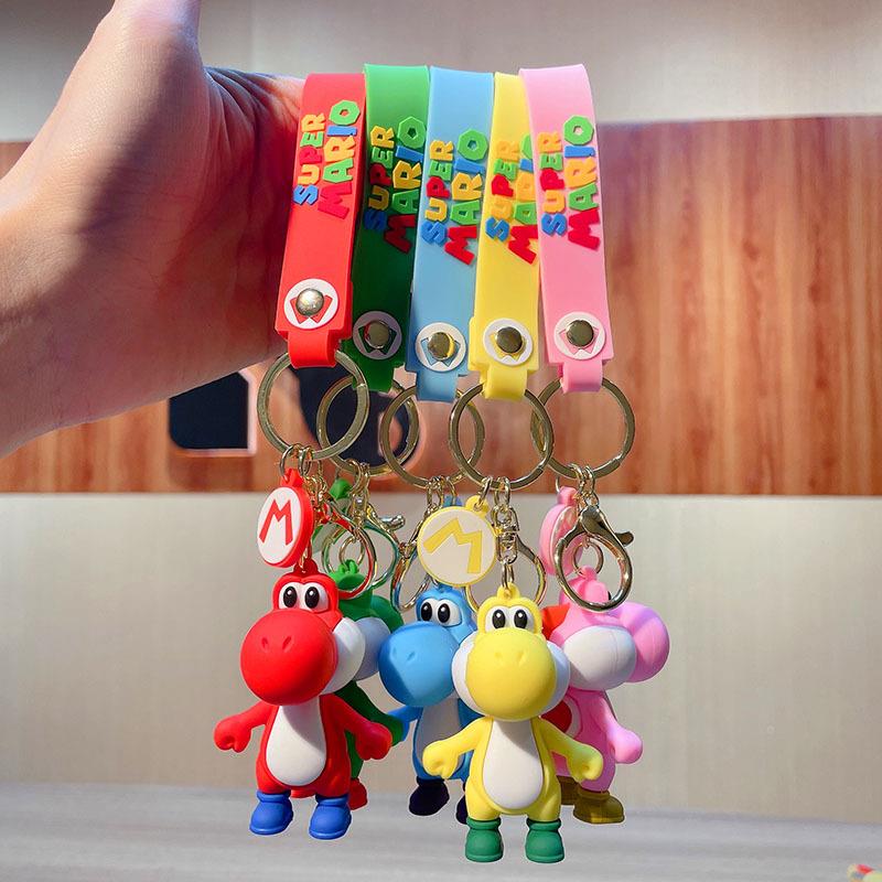 Super Mario Bros Keychain Anime Figure Toad Yoshi Car Decora - 图2
