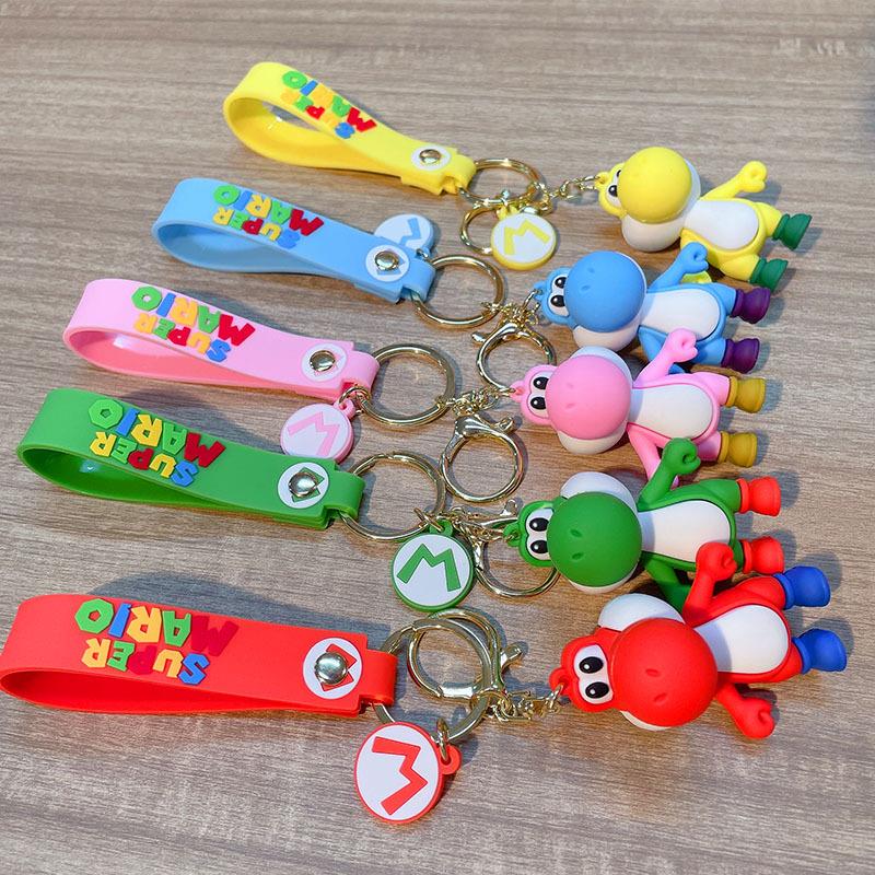 Super Mario Bros Keychain Anime Figure Toad Yoshi Car Decora - 图3