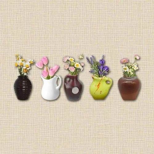 5Pieces Mini Vase Magnets Flower Pot Ornaments for - 图1