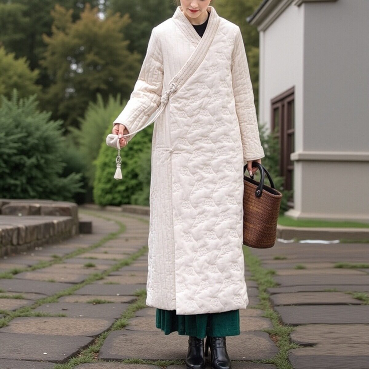 2025新款亚麻夹棉长款汉服外套国风棉服斜襟满绣民族风盘扣棉衣,淘宝优惠券,粉丝福利购,淘宝优惠卷