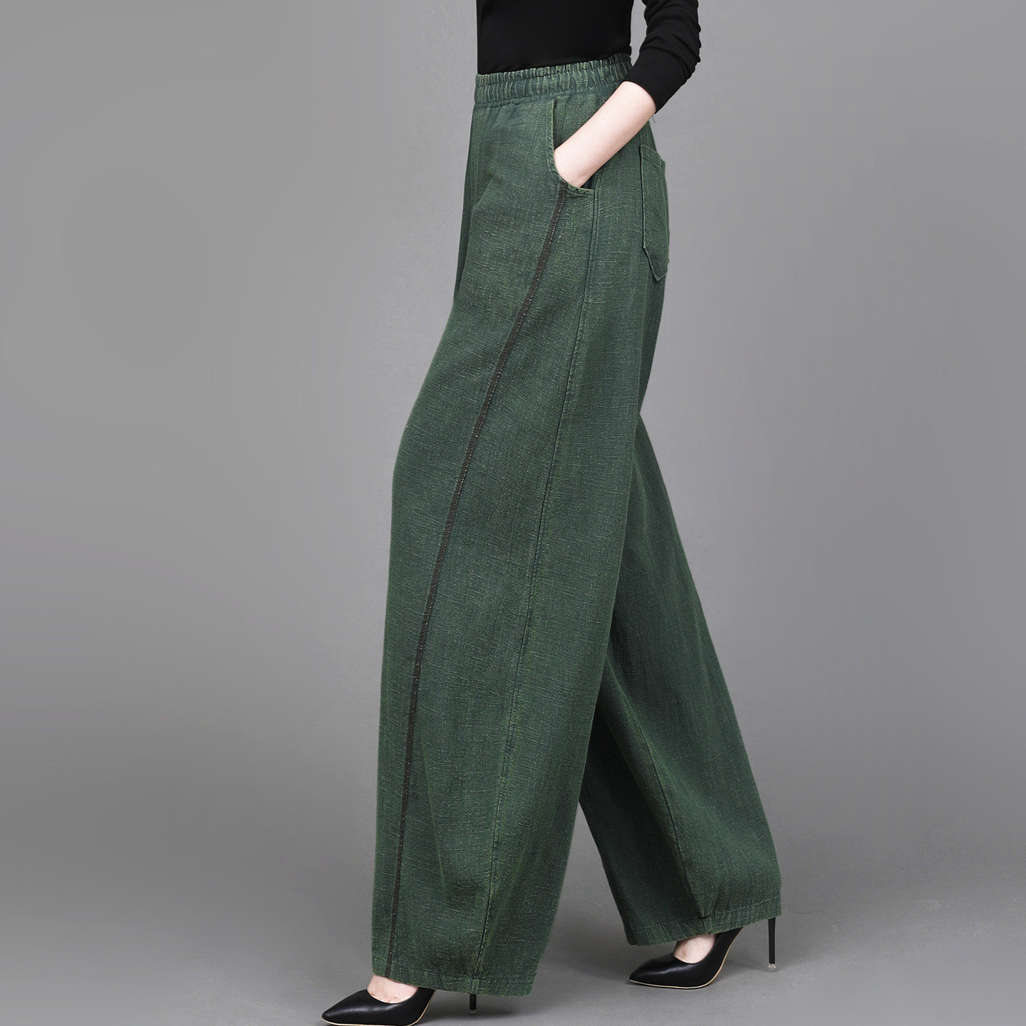 竺麻中式复古炒色灯笼裤女2025秋季新款宽松休闲棉麻禅修阔腿长裤,淘宝优惠券,粉丝福利购,淘宝优惠卷