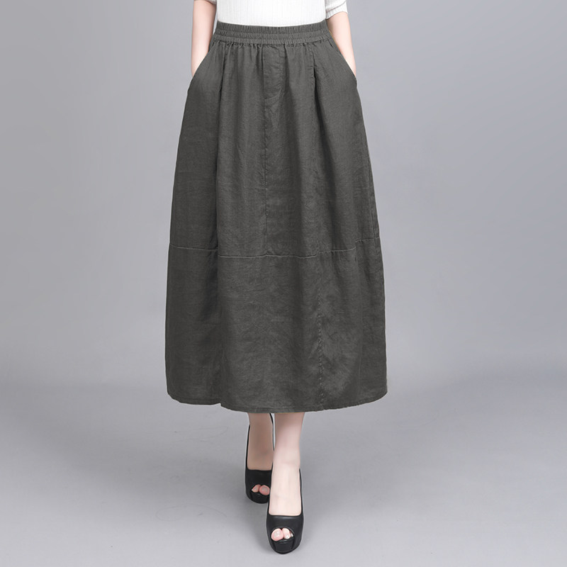 夏季薄款中长款遮肚大摆裙女2026年春秋新款亚麻a字裙花苞半身裙,淘宝优惠券,粉丝福利购,淘宝优惠卷