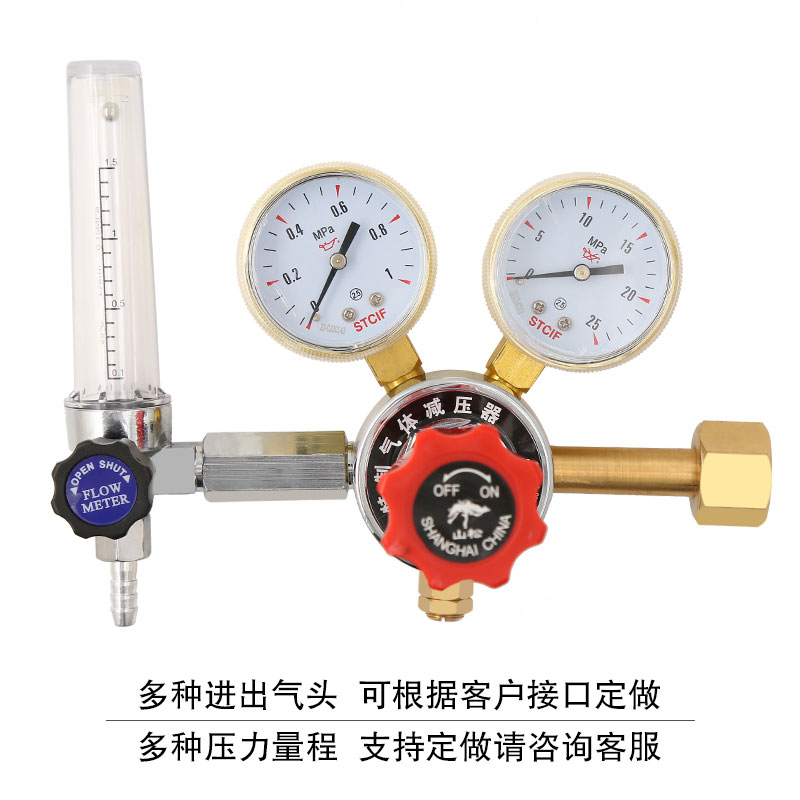 YQSL-731L氮气氩气氧气标气流量混合气体双表头带流量计减压器阀 - 图1