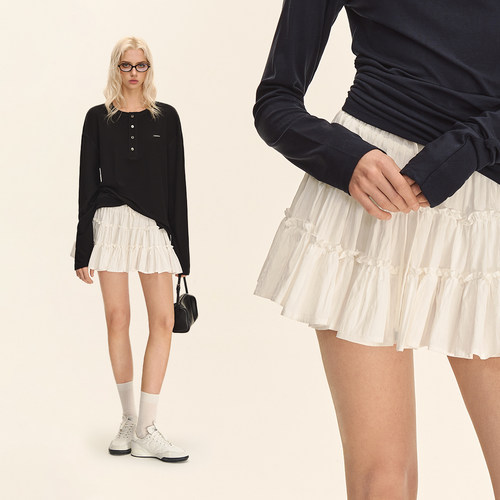 CLIMAX VISION轻盈饱满空气皱感/三层拼接大裙摆蓬蓬蛋糕裙短裙 - 图1