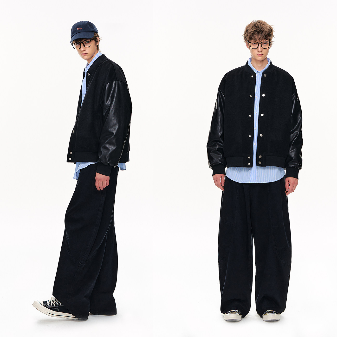 CLIMAX VISION羊毛混纺毛呢拼接皮袖宽松廓形棒球服棉衣外套夹克,淘宝优惠券,粉丝福利购,淘宝优惠卷