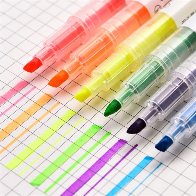 candy color double-headed highlighter marker pen双头荧光笔 - 图2