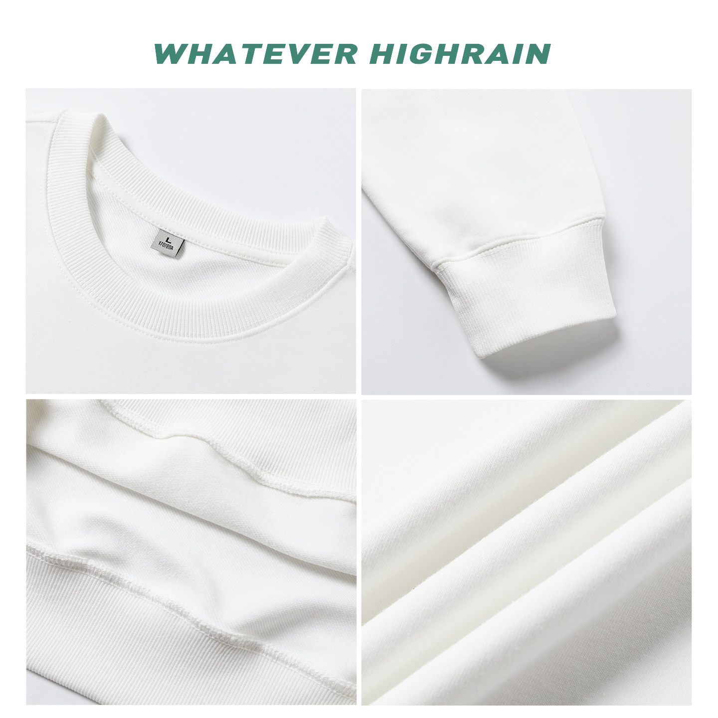 HIGH RAIN美式重磅圆领卫衣男女纯色简约款百搭情侣宽松长袖