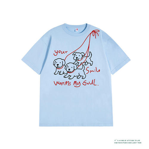 HIGH RAIN韩系ins设计感白色小狗短袖t恤女夏季2026超火减龄上衣 - 图2