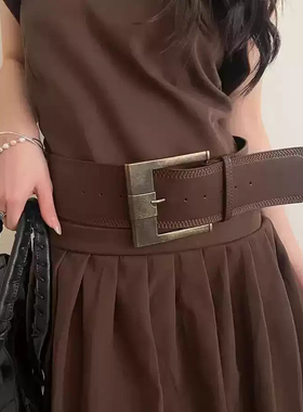 美式辣妹风宽版腰带女复古美拉德风收腰显瘦搭配裙子气质高级皮带