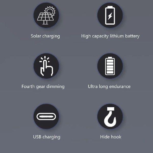 LED Solar Camping Lantern Hanging with Hook Service Work - 图2