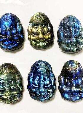 Color blue light natural pull feldspar carving decorative or