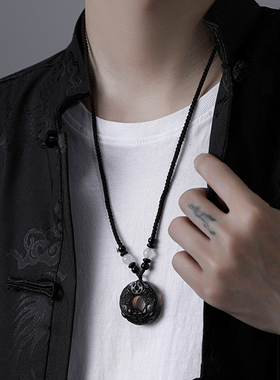 冰曜石貔貅平安扣项链男招财转运送男友吊坠个性民族风情侣挂坠潮