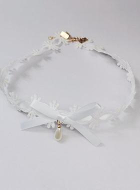 洛丽塔锁骨炼可爱的衣领蕾丝项炼少女弓Ne