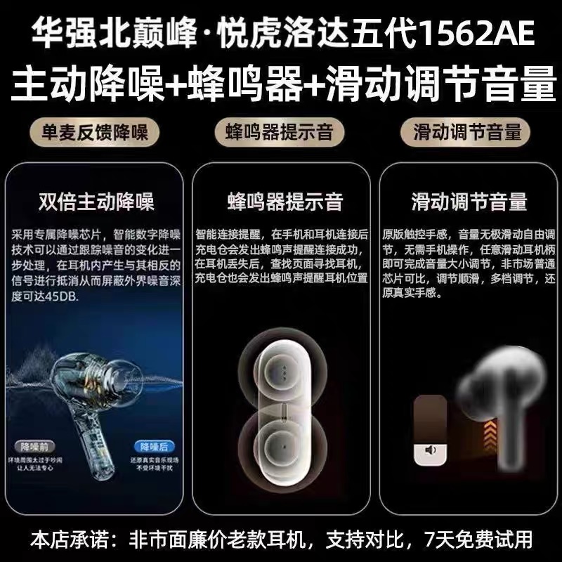 华强北pro2悦虎洛达五代1562AE/F/E/U真无线降噪蓝牙耳机二代四代 - 图2