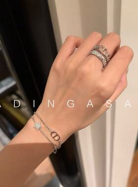 五角星星双层高级感镶钻字母手链