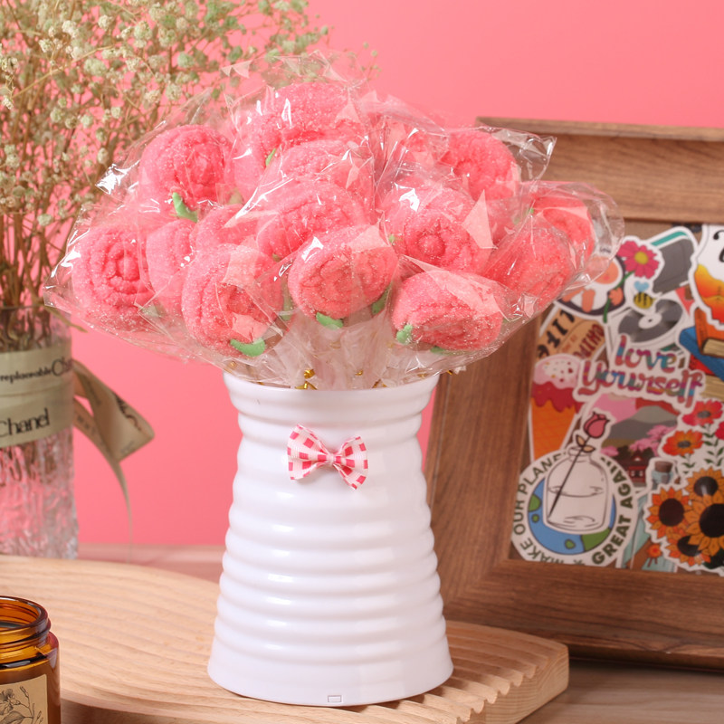 214情人节玫瑰花棒棒糖长棒花束商用喜糖棉花糖果高颜值礼物,淘宝优惠券,粉丝福利购,淘宝优惠卷