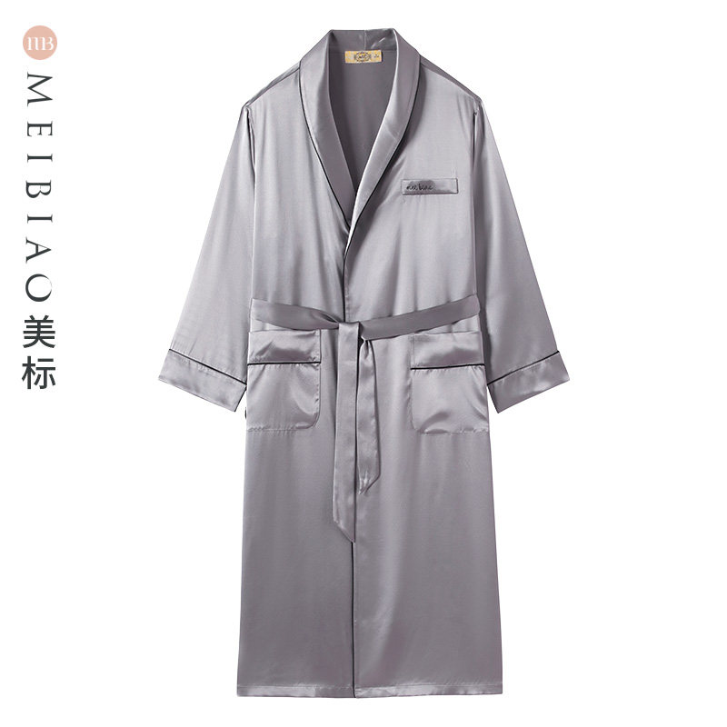 美标男19姆米重磅100%桑蚕丝浴袍 美标服饰宝航专卖睡袍/浴袍
