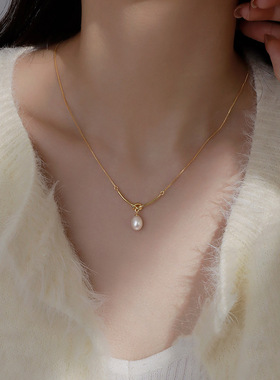 Name.s一颗珍珠项链纯银女款