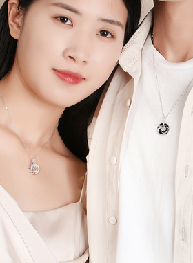 龙凤平安扣情侣项链925银