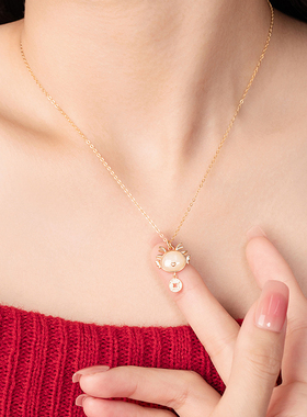 招财萌龙和田玉纯银项链女款