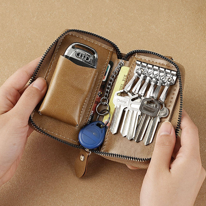 新款软皮男士钥匙包拉链大容量汽车多功能收纳腰挂钥匙扣包一体,淘宝优惠券,粉丝福利购,淘宝优惠卷