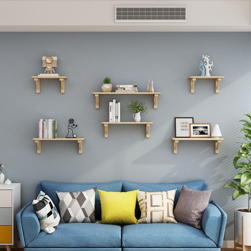 实木一字隔板墙上置物架壁挂餐厅隔板背景墙装饰架挂墙实木谷 - 图1