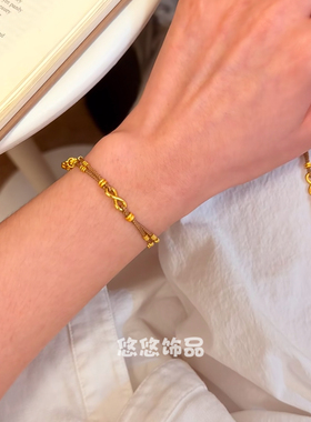 [无限有钱]金色福气小多宝手链女轻奢小众高级感百搭编织绳饰品