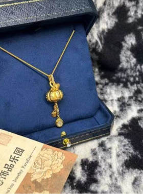 新中式点钻南瓜吊坠镀金项链女小众轻奢时尚硕果累累小金瓜挂坠