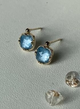 绿松小方糖新色海水蓝项链耳钉项链  巨好看小巧精致 天然绿松石