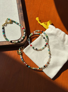 源260+！现89起！彩色天然石串珠手链项链 这个太喜欢了 小众设计