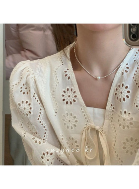 源300！现139！碎碎平安手工串珠碎银子项链纯银施家珍珠锁骨链