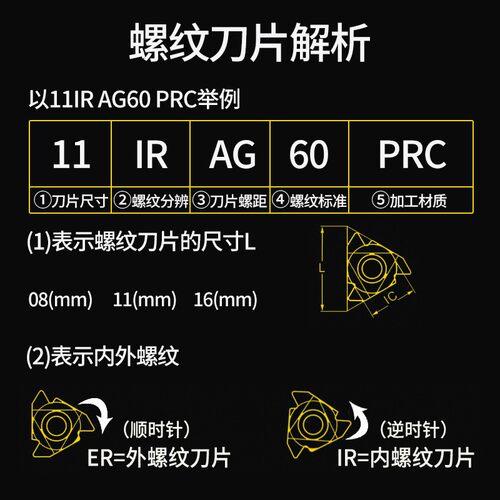 数控内外螺纹刀片60度16IR/ER1.5-3.0大螺距英公制55度不锈钢件用 - 图1