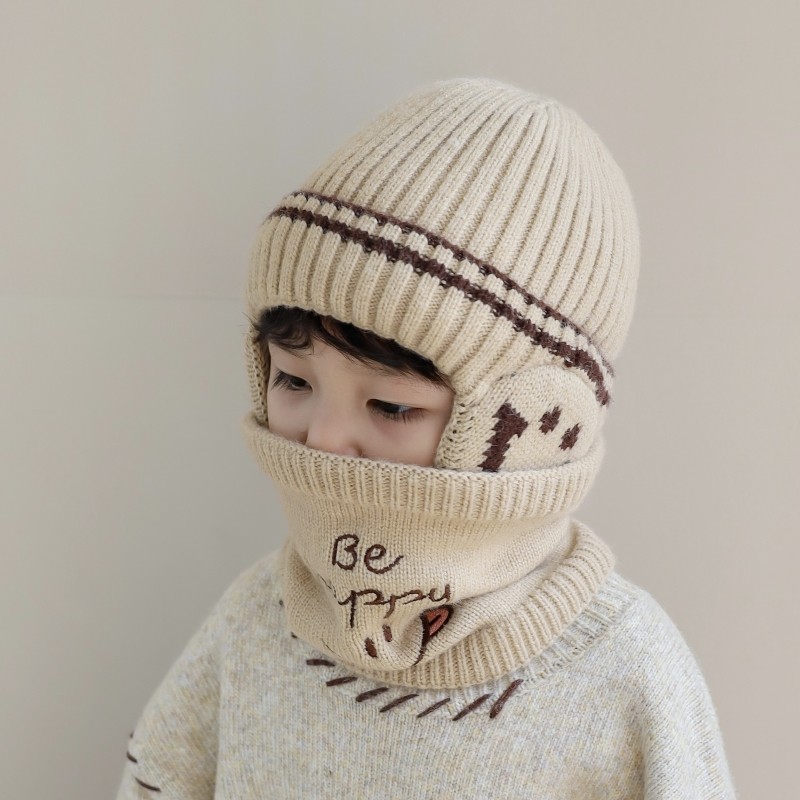 儿童帽子围脖两件套秋冬韩版男童加绒保暖女孩针织毛线宝宝套头帽,淘宝优惠券,粉丝福利购,淘宝优惠卷