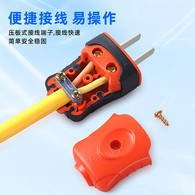 纯铜插头二脚10a16A大功率家用通用防摔工程工地电源插头固定转动,淘宝优惠券,粉丝福利购,淘宝优惠卷