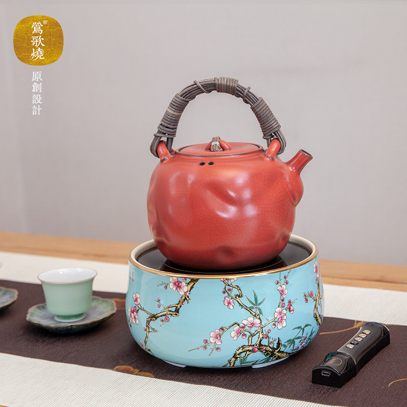 台湾莺歌烧电陶炉煮茶静音家用茶炉 莺歌烧明出地上电磁炉/陶炉