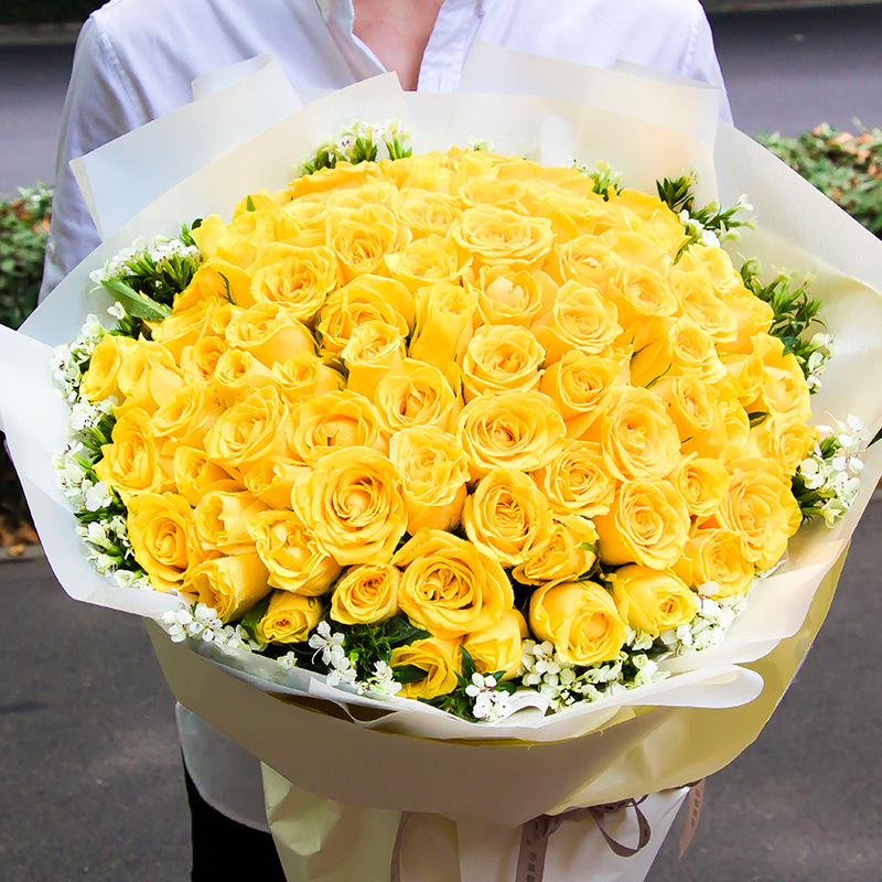 黄玫瑰花束鲜花速递同城送女友生日全国广州北京杭州宁波深圳上海