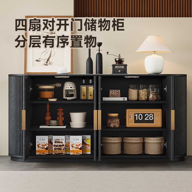 北欧实木餐边柜白蜡木靠墙小户型厨房储物柜简约现代咖啡机茶水柜